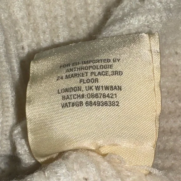 Anthropologie Knitted & Knotted Ivory Sweater Faux Fur Balloon Sleeves Size M - Picture 6 of 8